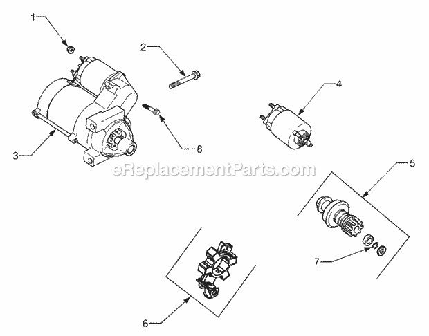 Starting System Diagram and Parts List for GT3235 14A-692-710 Cub Cadet Lawn Tractor